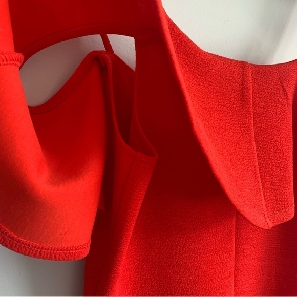 BCBGENERATION Red Off Shoulder Ruffle Bodycon Dress Size S - Picture 9 of 12
